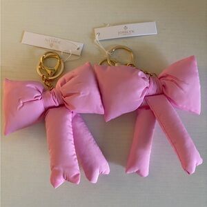 Josslyn Pink Puffy Bow Keychain Purse Charm x2